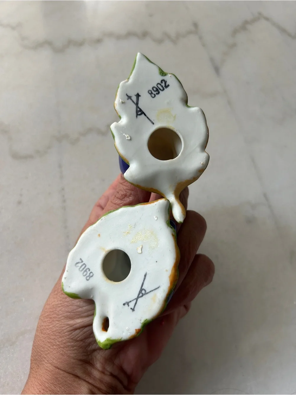 Vintage Ceramic Snail Figurine Set in Brown and Green